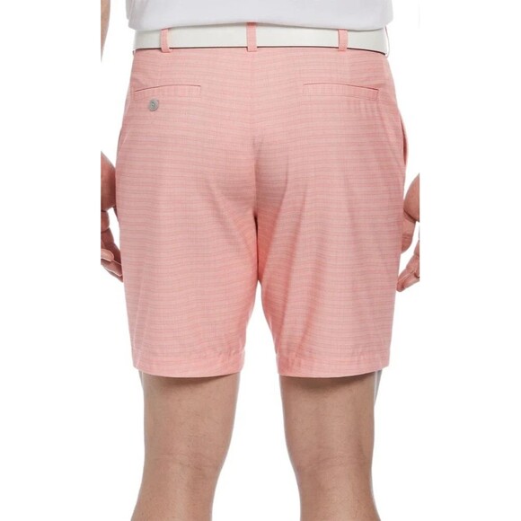 PGA TOUR Men's Striped 8" Moisture Wicking Stretch Golf Shorts Shell Pink 30 - Picture 2 of 4